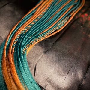 Teal and Orange braid-in dreadlock extensions synthetic (high quality Kanekalon)